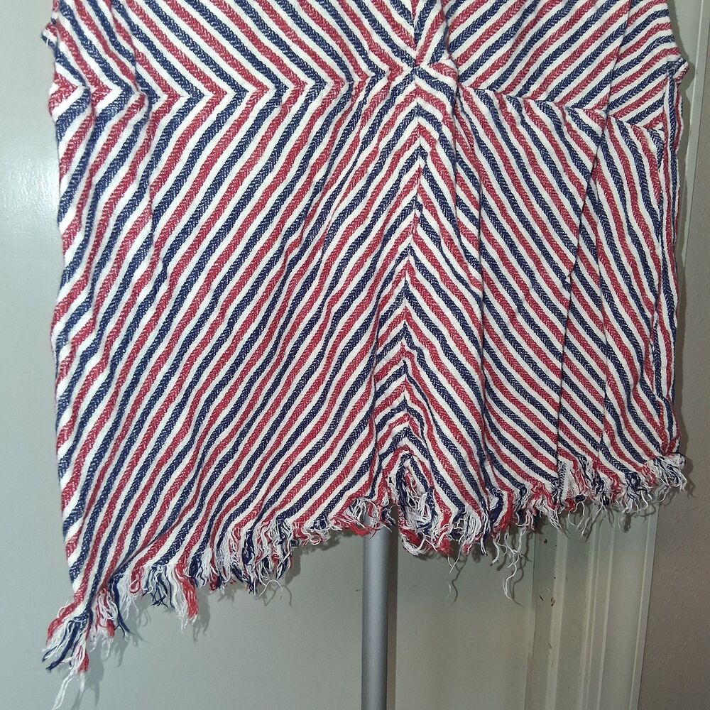 Indigo Rein Sleeveless Split-Back Fringe Top XL Patriotic Festival Eat the Rich - Picture 5 of 10